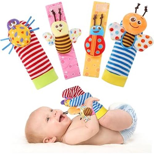 Bloobloomax Baby Rattles Toys for 0-12 Month, Infant Girl Boy Toys for Babies 3-6 Months, Newborn Hand & Foot Toys for 0 to 9 Months, Baby Shower Gifts Set with Wrist Rattle Socks