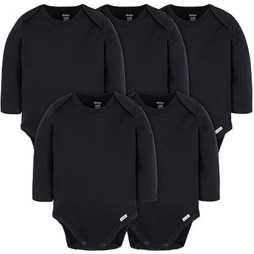 Gerber Unisex Baby Long Sleeve Solid Onesies Multi-Pack Interlock 180 Gsm