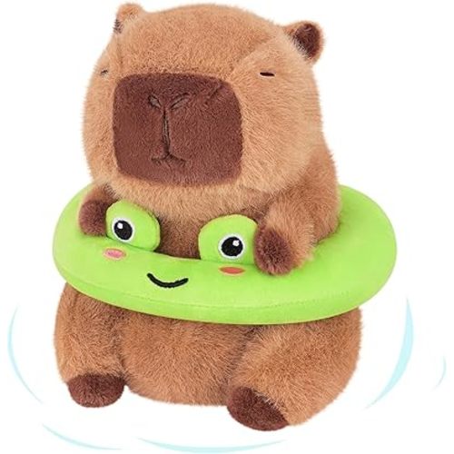 Achwishap Capybara Stuffed Animal,Soft Capybara Plush,Cute Plushies Kawaii Capybara Plush Toys,10” Plush Stuffed Toy with Frog Swimming Circle Plushie Birthday Gifts for Kids Adults