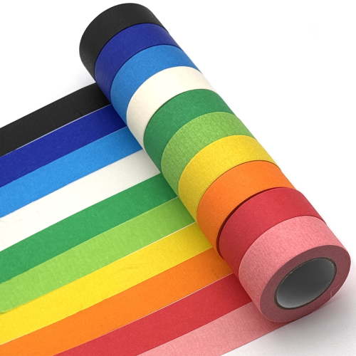 10 Rolls Colored Masking Tape Set Art Craft DIY Tapes, 1 inch x 15 Yards/Roll, Painters Tape Marking Tape for Painting, Labeling, Scrapbooking, Gift Wrapping, Decoration