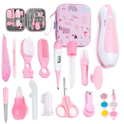 Byseng Baby Healthcare and Grooming Kit, 21 in 1 Safety Newborn Nursery Care Set with Electric Nail Trimmer for Newborn Infant Baby Girls Boys - Pink