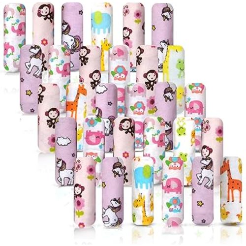 Omilion Baby Washcloth – 30 Pack of Flannel Newborn Washcloths – 100% Cotton - Fun, Colorful Designs – Reusable – Washable – 7x10 Inch Infant Washcloth Set