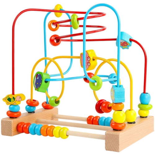 Timy Bead Maze Roller Coaster Wooden Educational Circle Toy for Toddlers