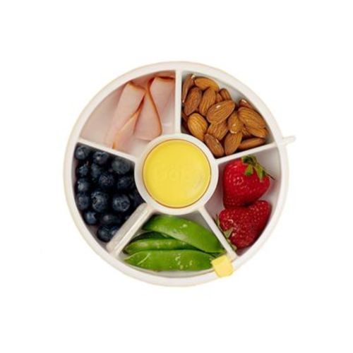 Gobe Kids' Small Snack Spinner Flip Bundle With Sticker Sheet And Hand Strap Baby Food Storage - Coral Pink - 11oz