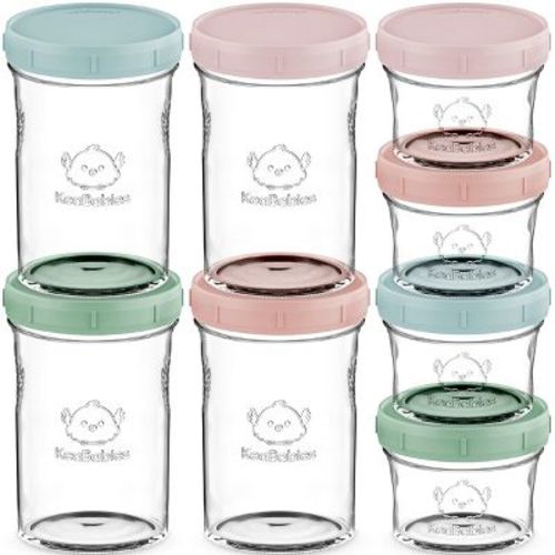 Prep Baby Food Storage Containers, 4oz & 8oz Leak-Proof, BPA Free Glass Baby Food Jars for Feeding
