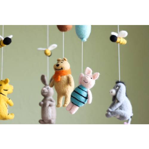 Winnie-the-Pooh Baby Mobile, Nursery Mobile, Needle Felted Baby Mobile, Newborn Baby Shower Gift, Felt Mobile,Nursery Decor,Baby Crib Mobile