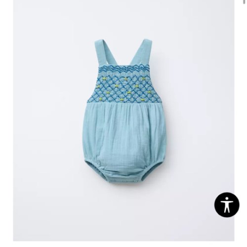 TEXTURED EMBROIDERED ROMPER - Blue / Green | ZARA United States