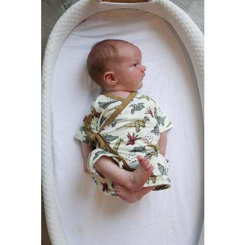 Dino Bamboo Kimono Onesie with Snaps