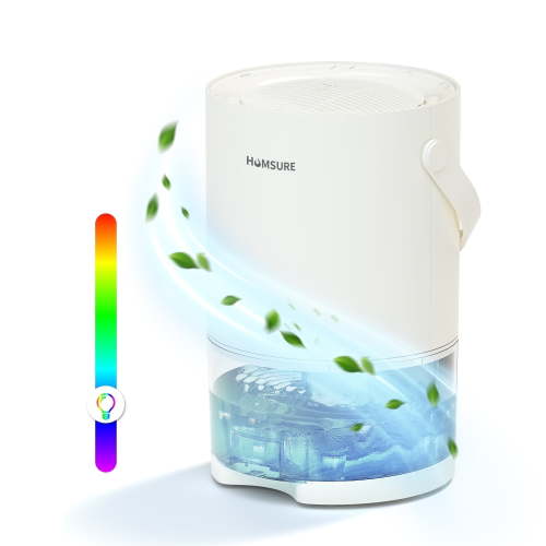 HUMSURE 95 oz Small Dehumidifiers for Room for Home, Quiet with Auto Shut off, Dehumidifiers for Bedroom, Bathroom, RV, Closet, 7 Colors LED Light (off white)