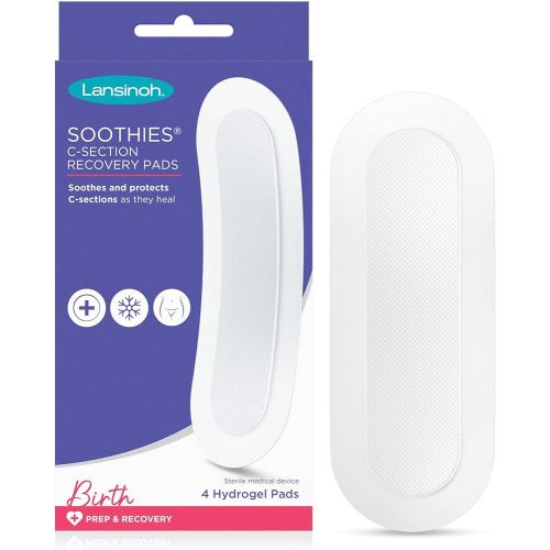 Lansinoh C-Section Recovery Pads, Postpartum Essentials, 4 Sterilized Pads Provide Cooling Relief to Scar Area, C Section Recovery Must Haves, Great for Baby Registry