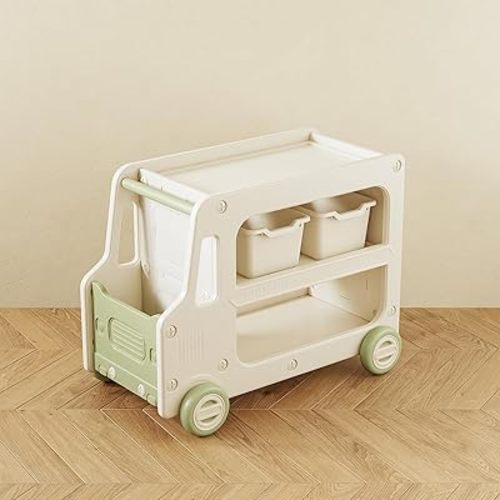 Toy Organizers And Storage For Kids, 2 Layers Toy Storage Cabinet Toys Organization Chest With Bins Multipurpose Toy Storage Box For Nursery, Playroom, Bedroom, Living Room(Green/No Blockes