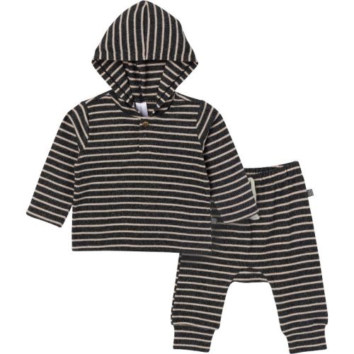 Modern Moments™ by Gerber Baby Boys' 2-Piece Hooded Brushed Hacci Set, Dark Grey Heather, 12 Months