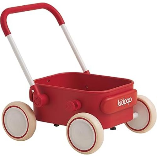 PULA Baby Push Walker with Wheels Toddler Wagon for First Learner Baby Toys 6-12 Months, 1 Year Old Birthday Gifts, Indoors and Outdoors (Red)