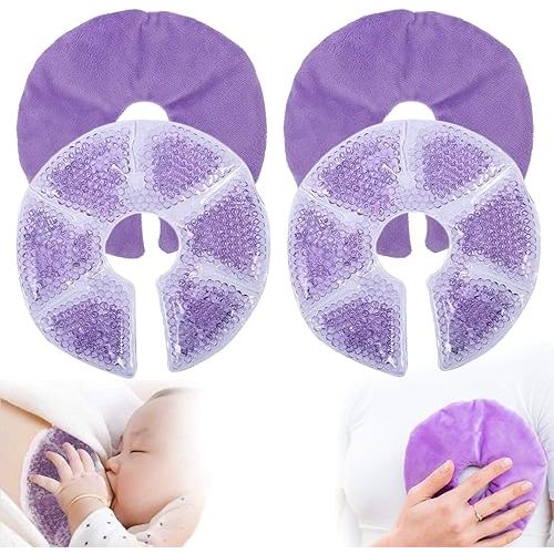 Breast Therapy Pads, Hot Cold Breastfeeding Gel Pads, Breastfeeding Essentials and Postpartum Recovery, Nursing Breast Pads Pain Relief for Mastitis, Engorgement, Microwavable