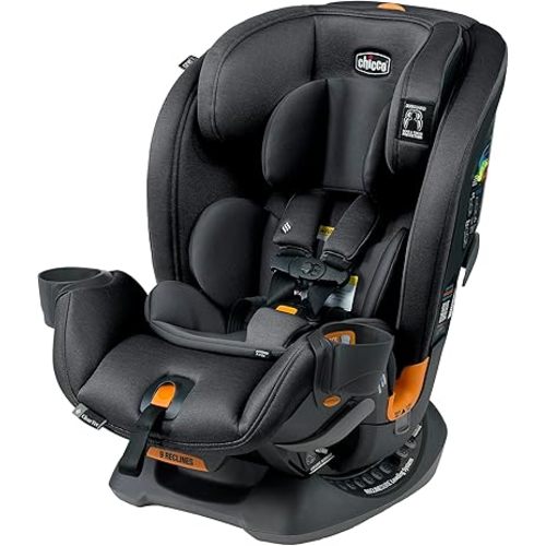 Chicco OneFit ClearTex All-in-One Car Seat, Slim Design, Rear-Facing Seat for Infants 5- 40 lbs., Forward-Facing 25-65 lbs., Booster 40-100 lbs., Convertible Car Seat | Obsidian/Black