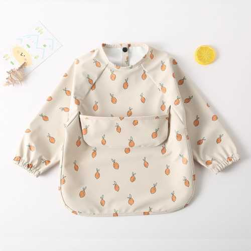 Baby Toddler Waterproof Long Sleeve Feeding Bibs with Food Catcher