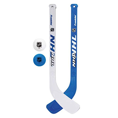 Franklin Sports NHL Mini Hockey Stick and Ball Set - Kids Indoor Knee Hockey Game Set - Includes 2 Mini Sticks and 2 Foam Balls