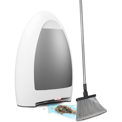 EyeVac Home Touchless Vacuum Automatic Dustpan - Great for Sweeping Pet Hair Food Dirt Kitchen - Ultra Fast & Powerful, Corded Canister Vacuum, Bagless, Automatic Sensors, 1000 Watt (White)