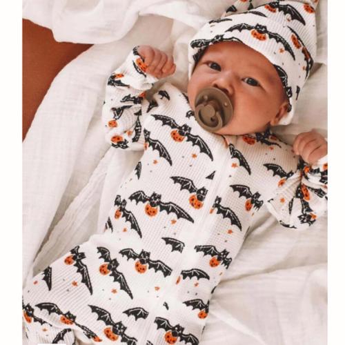 Organic Waffle Basic Zip Footie, Trick or Treating Bat – SpearmintLOVE