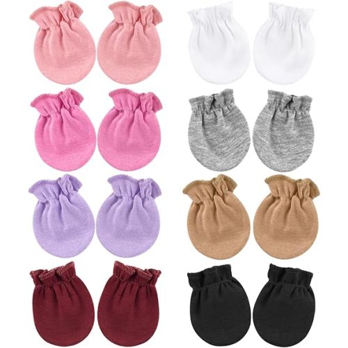 BQUBO - Guantes elásticos de algodón para recién nacidos, antiarañazos, hipoalergénicos, para bebés de 0 a 6 meses