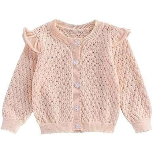 Newborn Baby Girls Knit Cardigans Long Sleeve Crewneck Hollow Knit Thin Sweater Toddler Button Tops Coat Outwear
