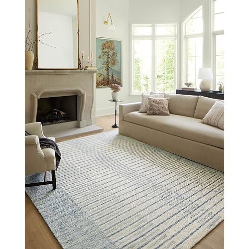Loloi Chris Loves Julia Chris Collection CHR-01 Ivory/Denim 7'-9'' x 9'-9'', .50" Pile Height, Area Rug