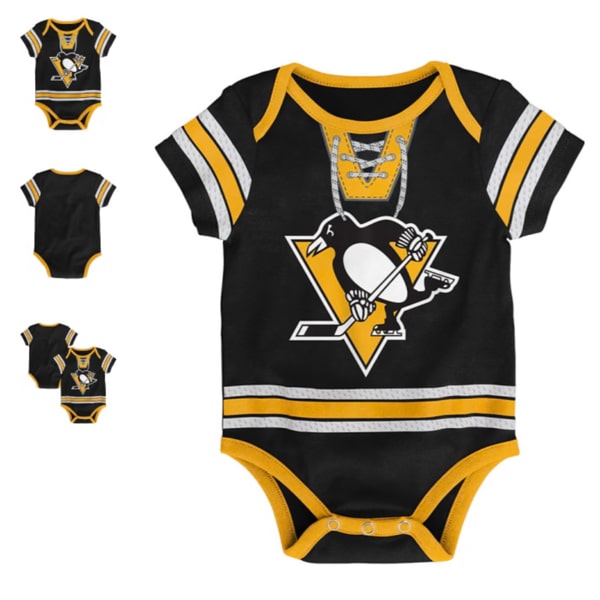 Pitt Penguins Pittsburgh Penguins BLACK Baby Hockey Pro Blank Design One Piece - 133416359