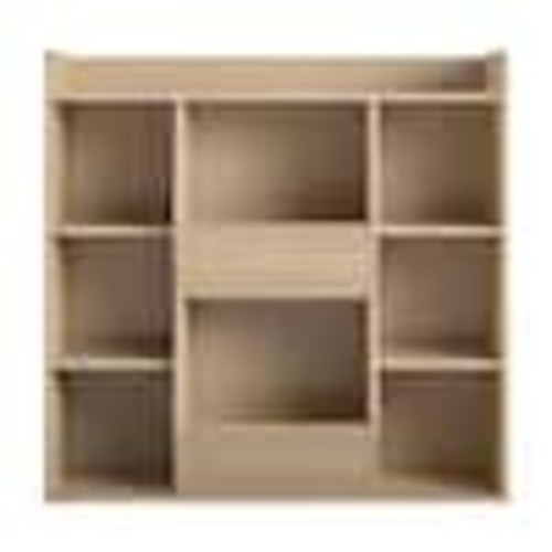 Ameriwood Home Lauren 40.79 in. Blonde Oak 9-Shelf Bookcase with Toy Storage Bins HD84399