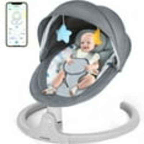 TEAYINGDE Baby Swing for Infants - APP Remote Bluetooth Control, 5 Speed Settings, 10 Lullabies, USB Plug (Gray)