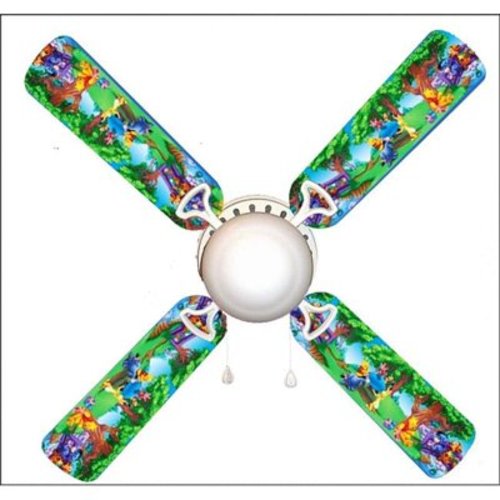 888 Cool Fans F42-0001091 42 in. Pooh at the Park 4-Blades Ceiling Fan with Schoolhouse Lamp