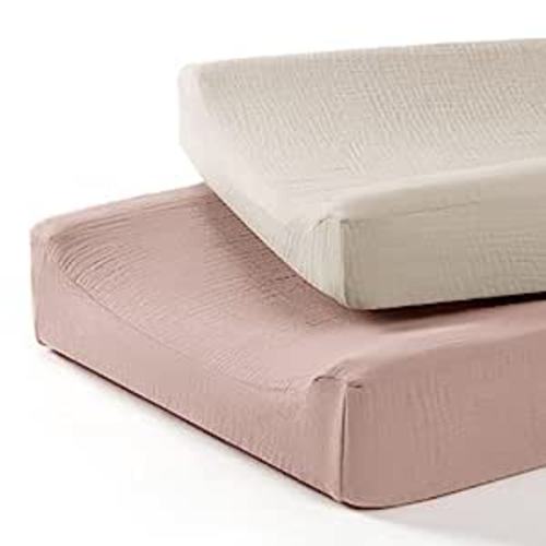 Baby Changing Pad Cover: Muslin Diaper Changing Table Pad Cover - Changing Pad Sheets for Girls Boys - Cream & Sand