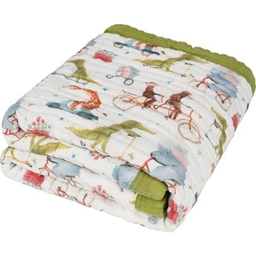 Organic Cotton Muslin Baby Blanket for Boys and Girls - Luxurious Soft Toddler Quilt for Swaddling - Gender Neutral Blankets Makes a Great Gator on The Go