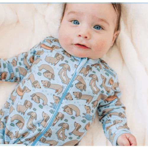 Dachshund Zip Footie - Blue by Luna and Arlo