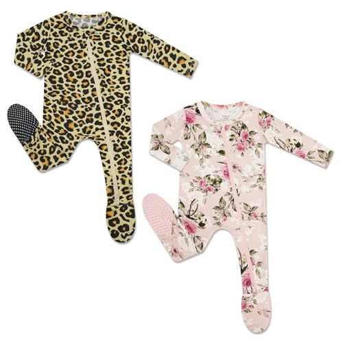 HAPIU Rayon from Bamboo Baby Footed Pajamas, 2 Way Zipper YKK, Footie for Baby Boy Girls, Newborn-24 Months