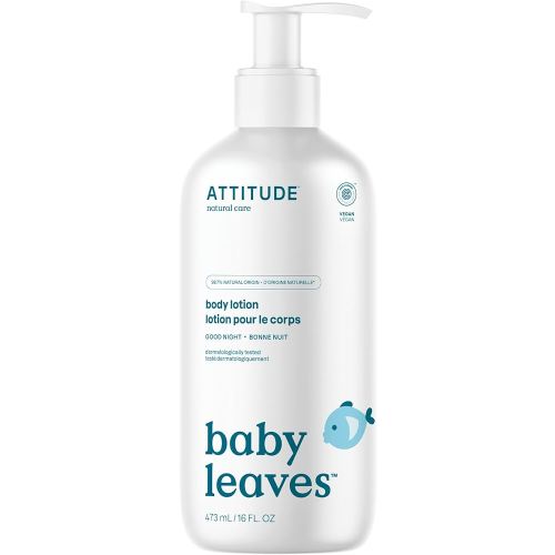 ATTITUDE Baby Lotion, EWG Verified Moisturizer, Dermatologically Tested Moisturizing Cream, Vegan and Cruelty-Free, Good Night, 16 Fl Oz
