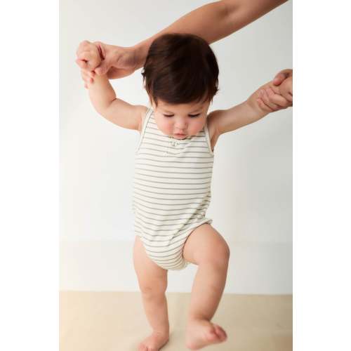 Pima Cotton Noah Playsuit - Milford Sound/Cloud Stripe
