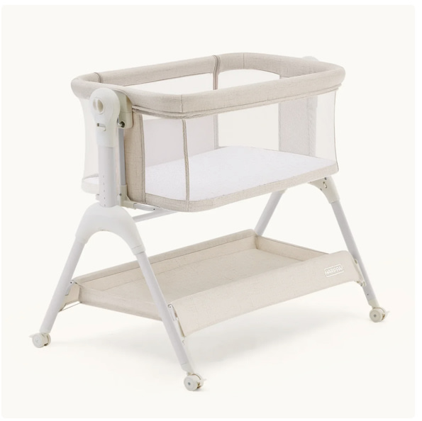 Harppa Cuddly Sway | 3-in-1 Rocking Baby Bassinet & Bedside Sleeper with Anti-Reflux Mattress for Newborns | Attaches to Bed, Adjustable Height, Tool-Free Setup, Portable Wheels, CPSC Certified, Gentle Rocking Motion | Ideal for Infants, Safe Co-Sleeping