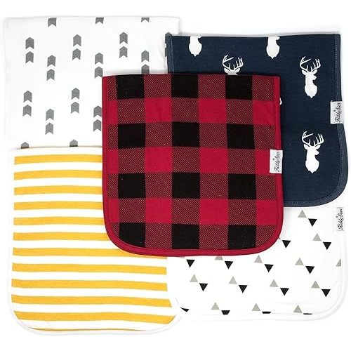 5 Pack Organic Cotton Baby Burp Cloths – 3 Layer, 21"x10" Large, Ultra Soft & Absorbent Burping Rags for Newborns – Infant Towels for Milk Spit Up