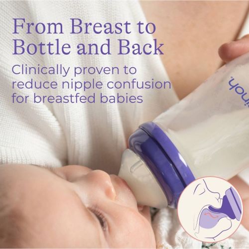 Lansinoh Anti-Colic Baby Bottles for Breastfeeding Babies, Formula Feeding, Breast Milk Storage - Slow Flow Nipples (Size 2S) - 5oz/3pk