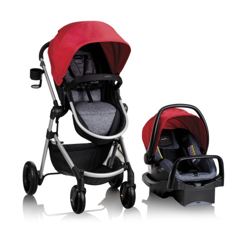 EvenfloPivot Modular Travel System with LiteMax Infant Car Seat with Anti-Rebound Bar(Salsa Red)
