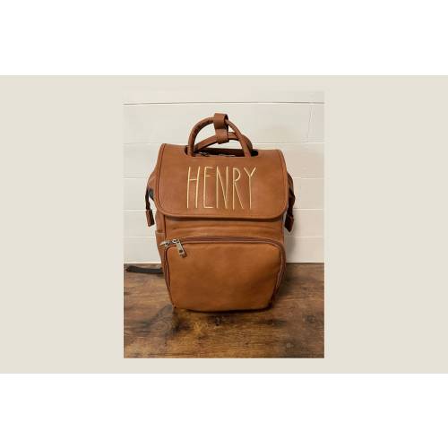 Vegan Leather Diaper Bag with Personalized Embroidery