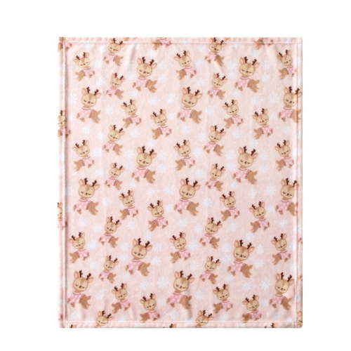 Parent's Choice 30" x 36" Reindeer Plush Baby Blanket, Pink
