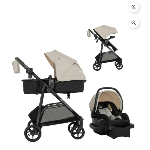 Evenflo Omni Plus Modular Travel System with LiteMax Rear-Facing Infant Car Seat (Shasta Pink)