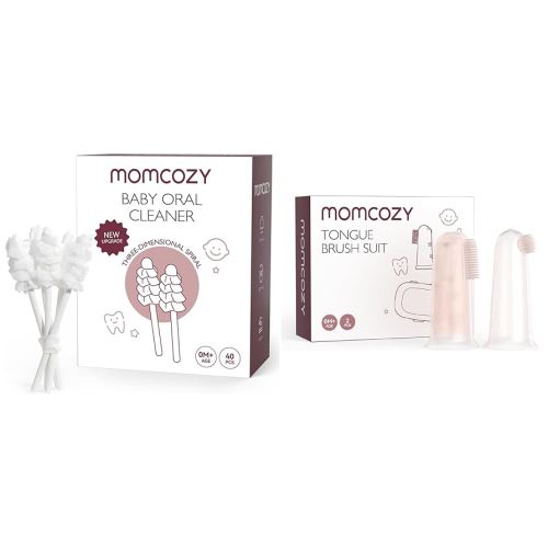 Momcozy Baby Tongue Cleaner Gauze Silicone Finger Toothbrush for Baby