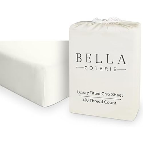 Bella Coterie Luxury Bamboo Crib Sheet | Organically Grown | Ultra Soft | Cooling for Better Sleep | Deep Pocket Fitted Sheet for Crib & Toddler Mattress | Viscose Made from Bamboo [Ivory]