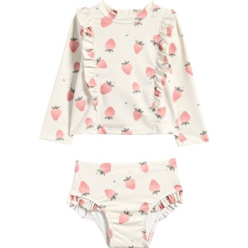 Strawberry Long Sleeve Two-Piece Rashguard Swimsuit, 6-12M
