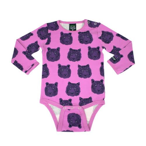 Villervalla Tiger Long Sleeve Onesie in Fuchsia - Size 4-6 months - Modern Rascals