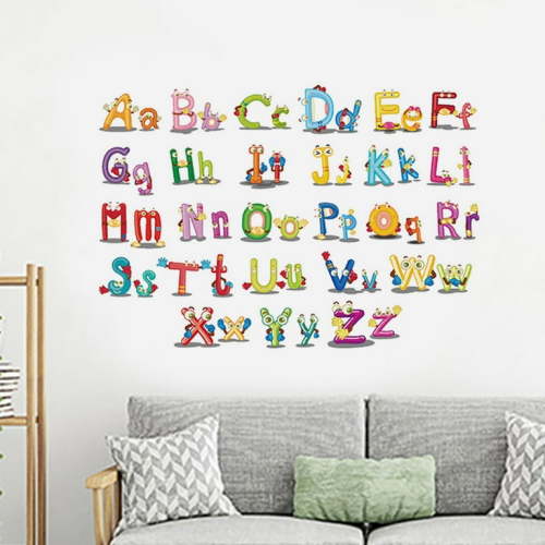 MLINS Removable Cartoon Alphabet Letters Wall Stickers Self Adhesive PVC Decals for Nursery Kids Room
