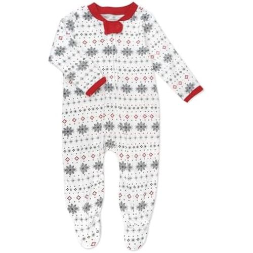 HonestBaby Baby Holiday Sleep & Play Footed One-Piece Pajama Sleeper 100% Organic Cotton