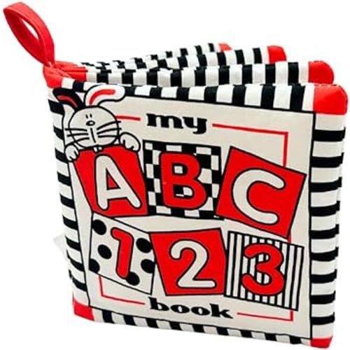 Baby's First Soft Sensory Cloth Book with Alphabet & Numbers in High Contrast Colors for Infant and Baby